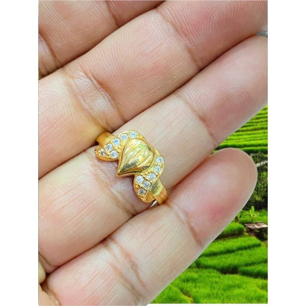 [tiara] cincin wanita /cincin kotak dobel /cincin lapis emas /replika emas/perhiasan pengganti emas