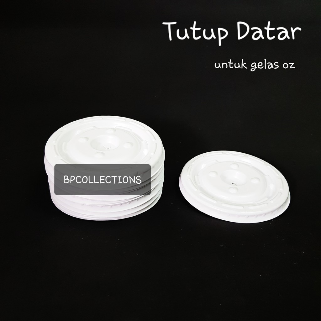1 PAK 50 pcs TUTUP GELAS DATAR RATA CEMBUNG POLOS KEMBANG ULIR PLASTIK BENING DOME LID CUP 10OZ 12OZ