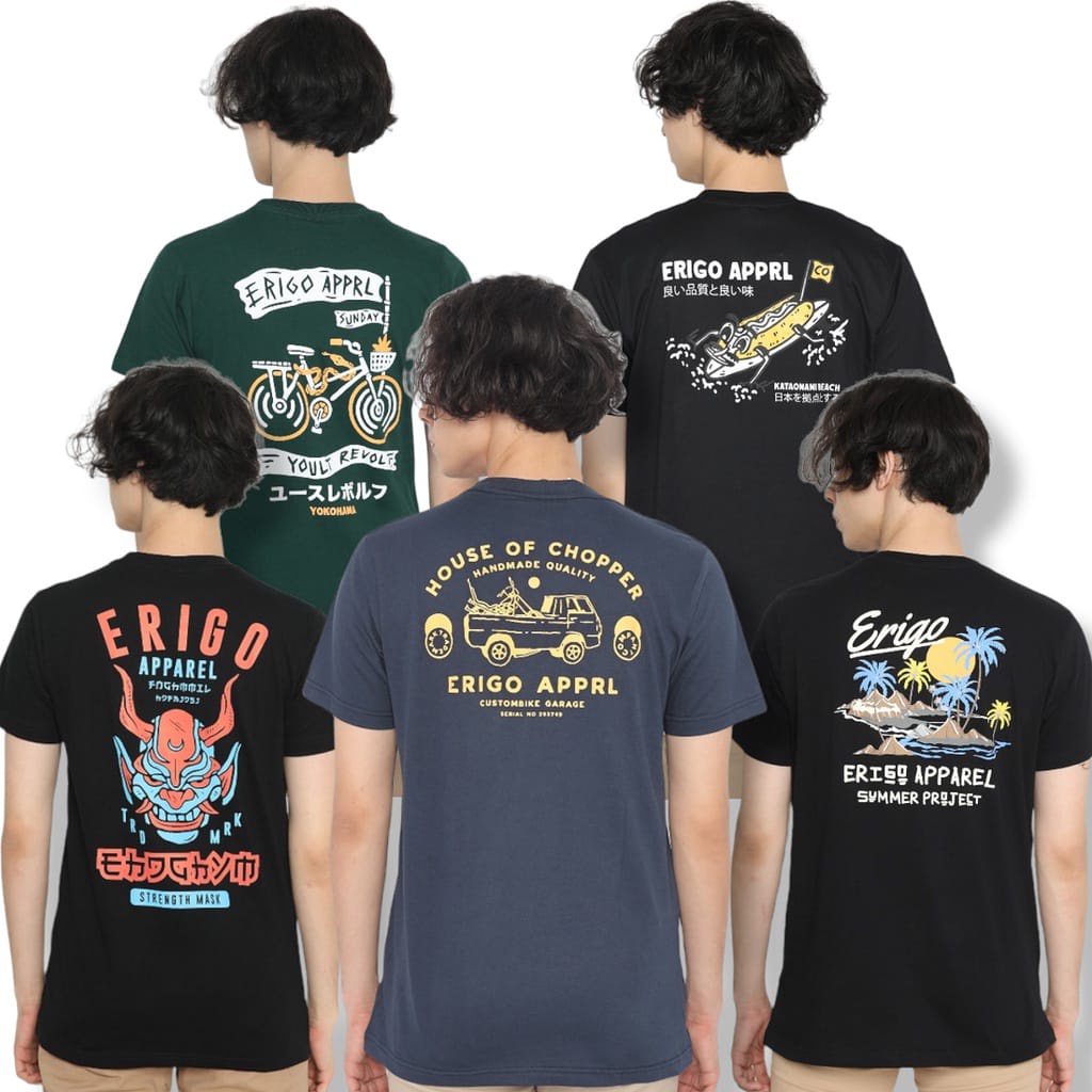Erigo Tshirt Beach / Kaos Pria Erigo Lengan Pendek Untuk Pria Wanita Bisa Cod