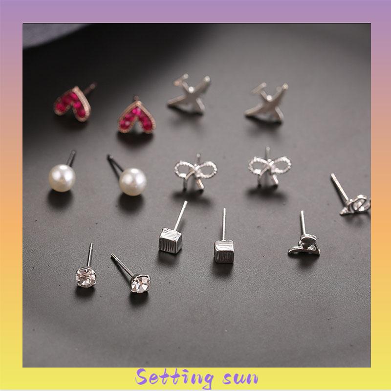 Set 7 Pasang Anting Kombinasi Model Sederhana TN