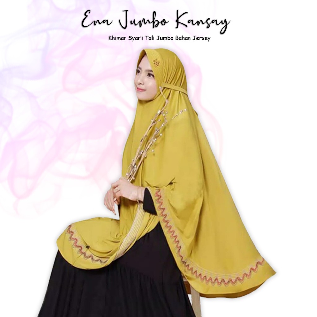 Ena Jumbo Kansay Jilbab Tali Jersey Pet Antem Hijab Syar'i