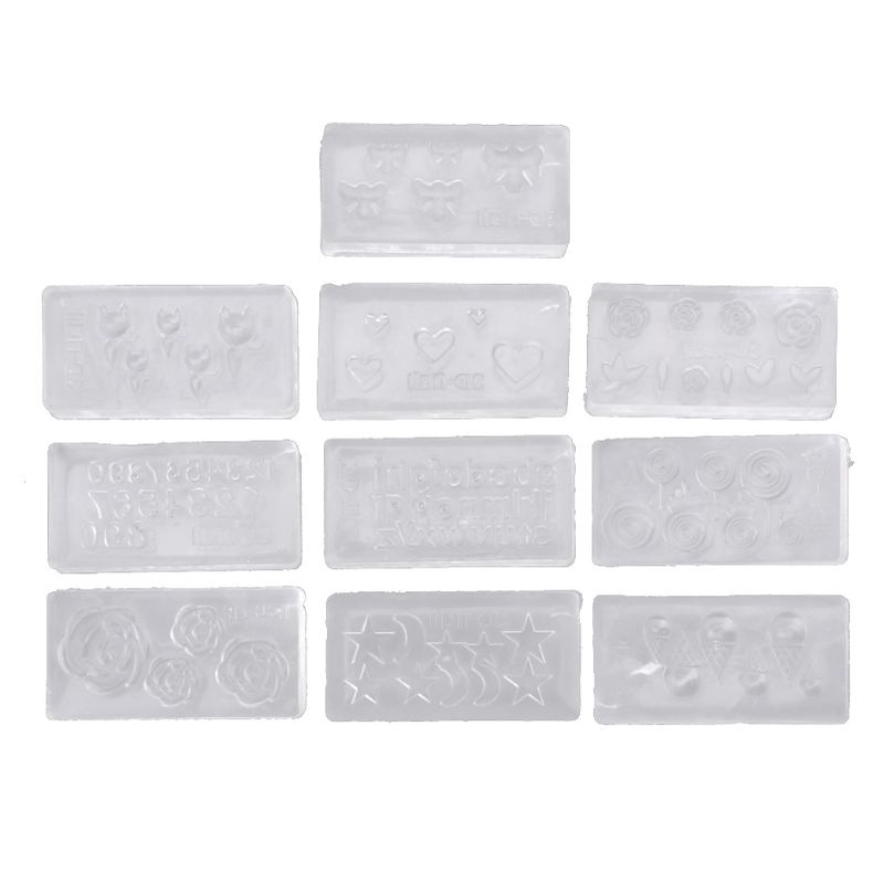 SIY  30 Styles DIY 3D Acrylic Nail Art Tool Silicone Carved Mold Template Mould Kit