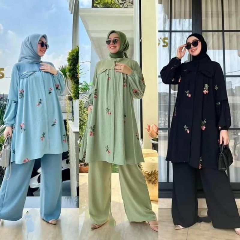 ONE SET SETELAN /SETELAN TUNIK CELANA/SETELAN TUNIK/ DAN CELANA/SETELAN TERBARU /STELAN CRINGKLE
