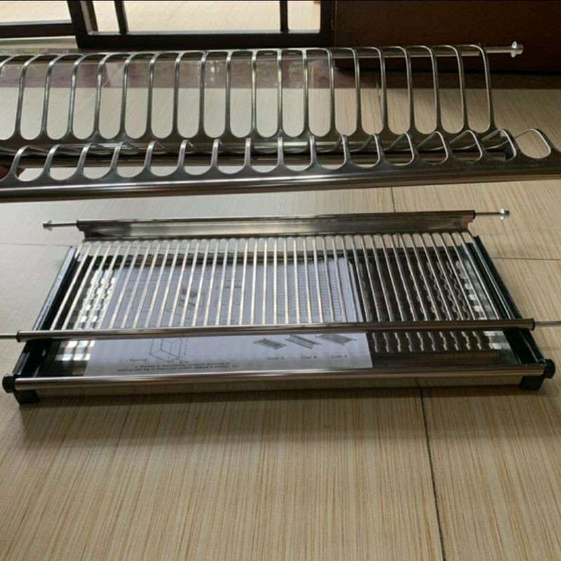 Rak piring gelas 2 susun stainless - kitchen set 80 cm