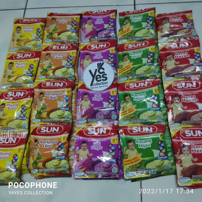 SUN bubur lanjutan TIM instant Ayam bayam ubi ungu pisang susu 6+ bln makanan Rencengan sachet 20g