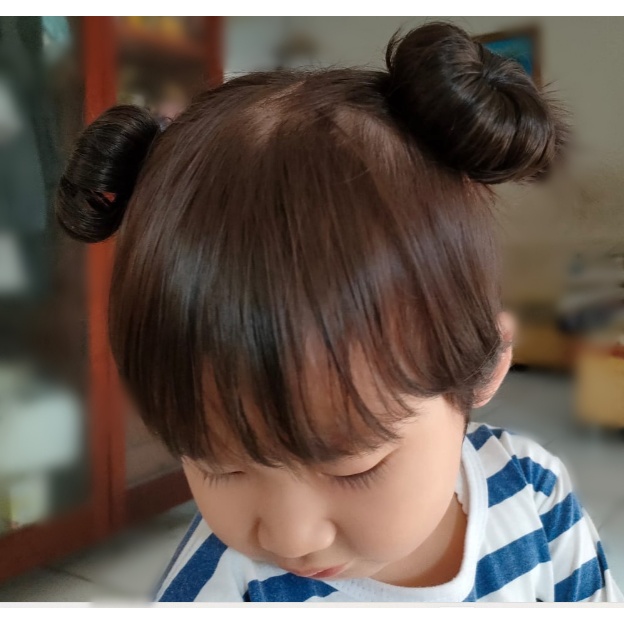 Korean Cute Bayi Girls Putri kecil Hairpin Wig Ball Flower Aksesoris Rambut Clip