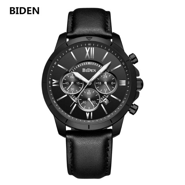 Jam Tangan Pria Biden 0158 Chronograph Kulit Leather Original