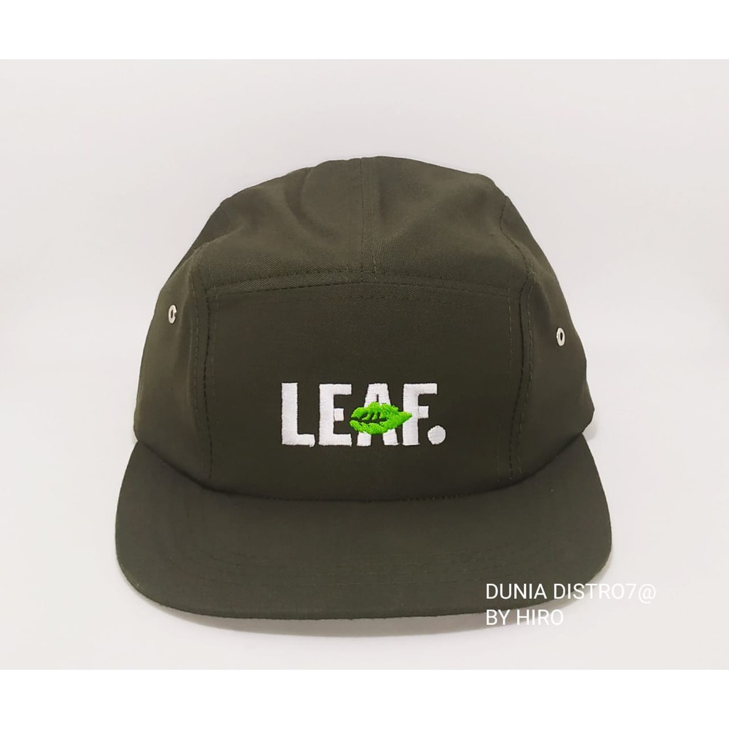 Topi Snapback Bordir LEAF Model Hip-Hop New MOdel/Topi Lima Panel/Topi Distro Keren