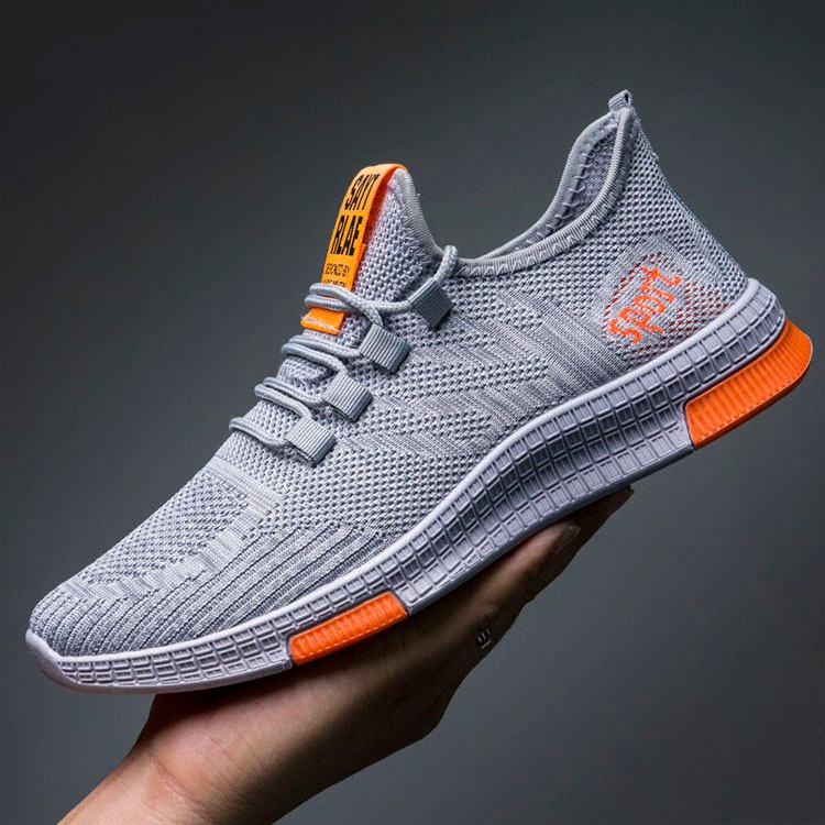 Sepatu Sneaker Pria Import - Sneaker Fearless Run RR01 Running Shoes - Sneaker Kasual Santai-Abu abu