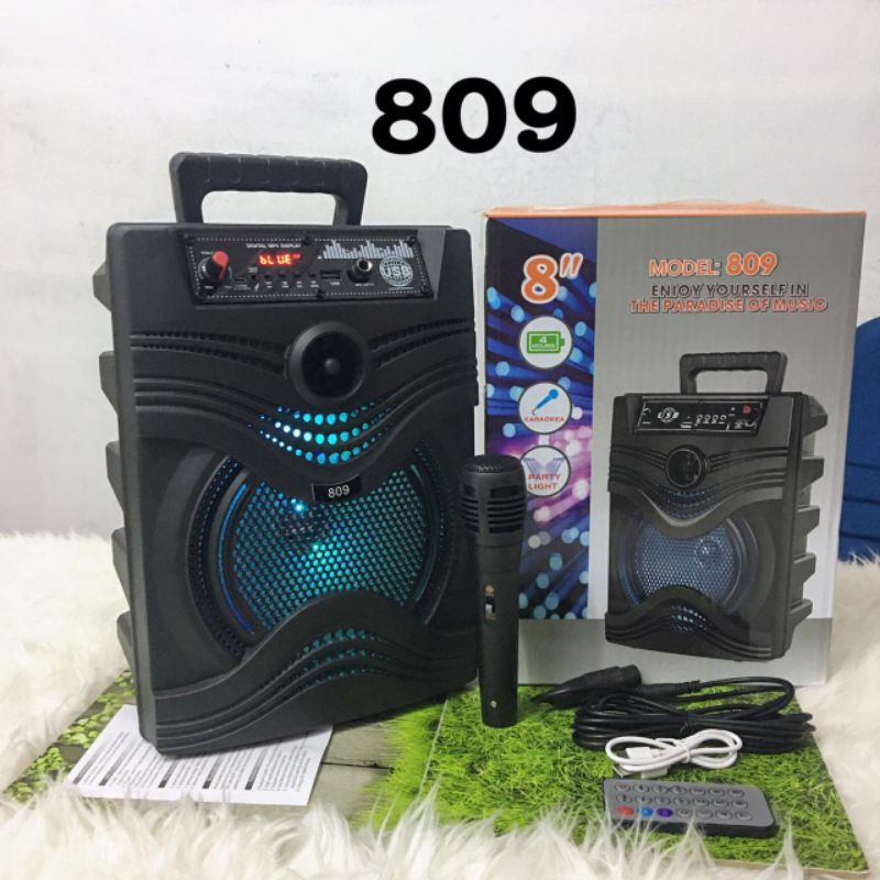 Speaker Bluetooth Model 809+ Mic Karaoke (Suara Bagus)