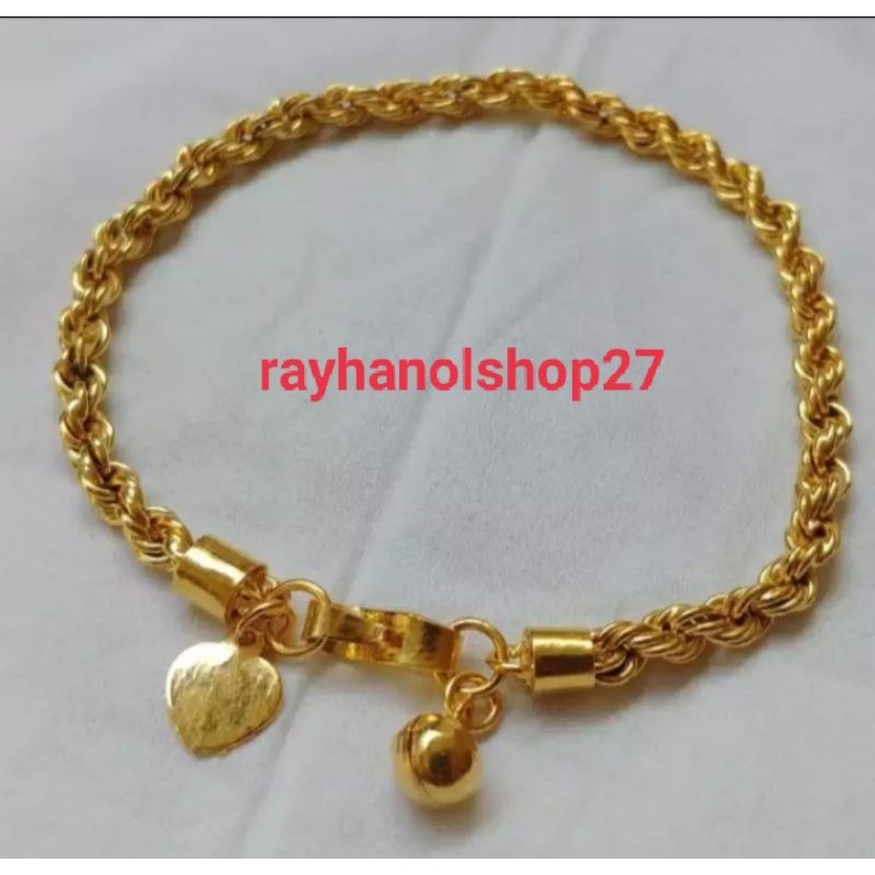 R-0  27 GELANG TAMBANG polos pria wanita elegan lapis emas gold