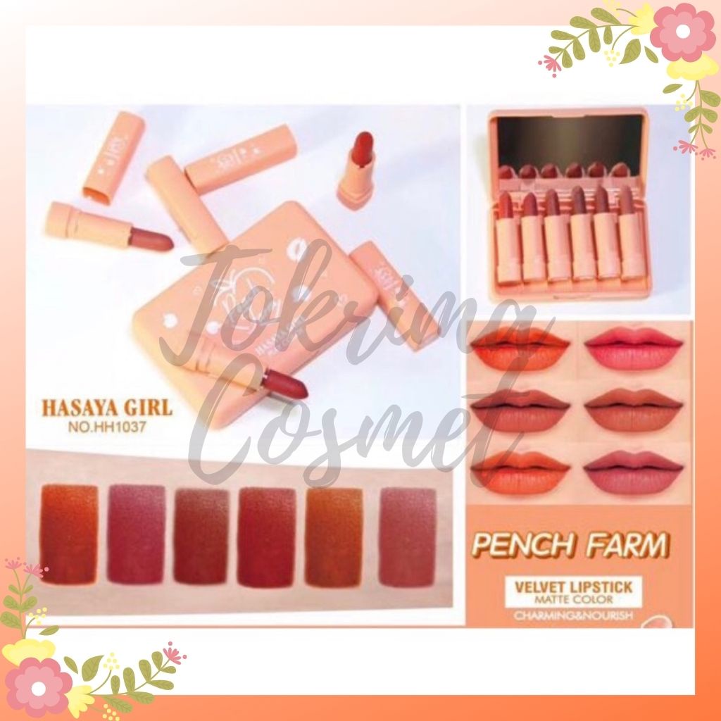 [6PCS] HASAYA GIRL MINI LIPSTICK PEACH FARM SERIES (dapat 1 set + kaca) / TOKRIMACOSMET