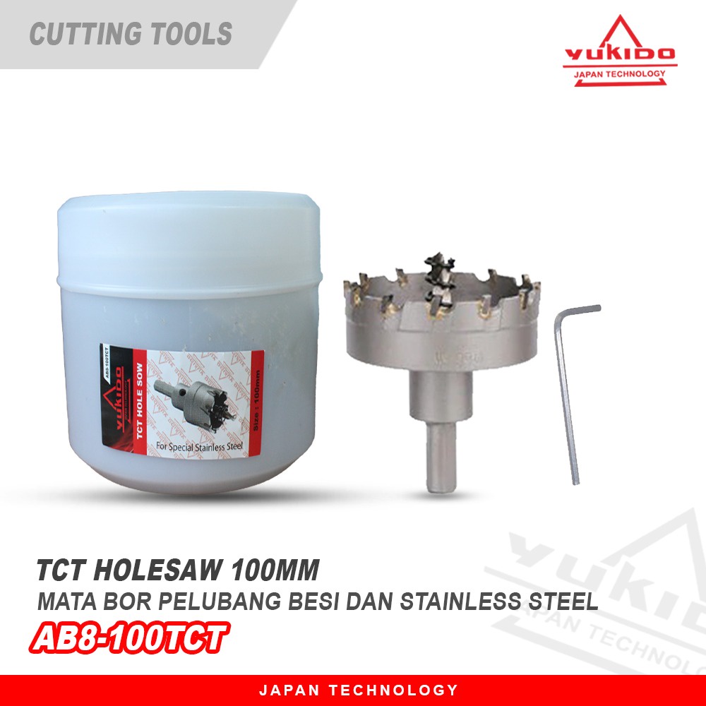 PROMO YUKIDO HOLE SAW TCT 100mm - MATA BOR PELUBANG BESI DAN STAINLESS ORIGINAL