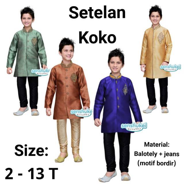 Setelan Baju Koko Anak India Balotely Jeans Baju Muslim Anak