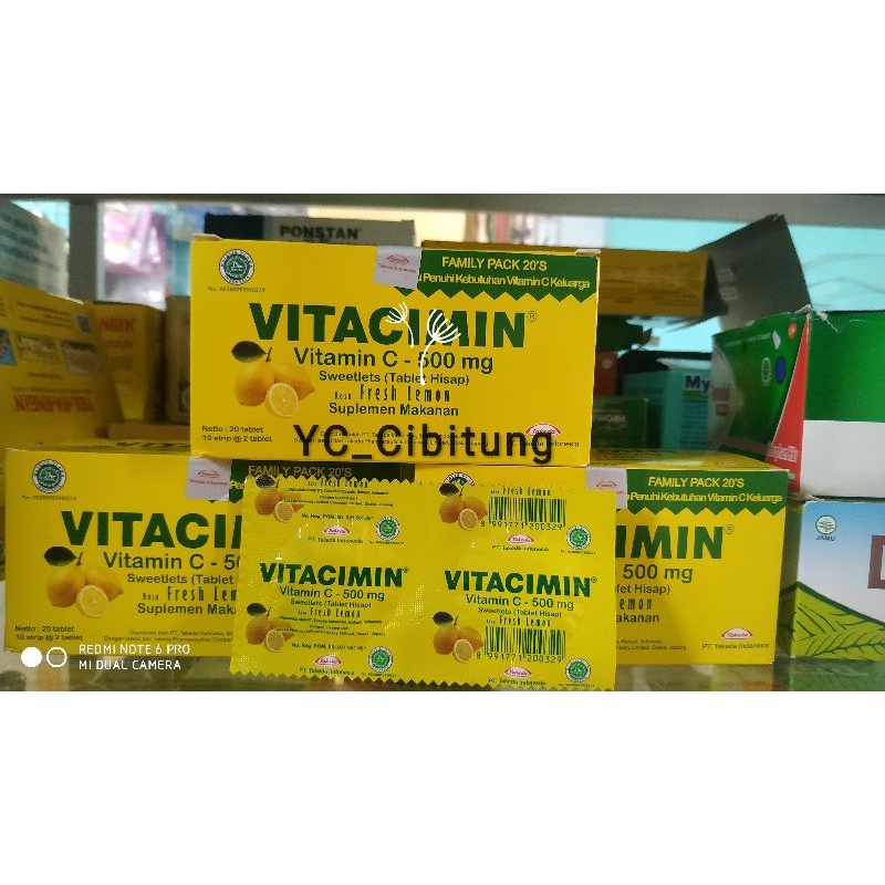 Vitamin C Vitacimin isi 2 Tablet Suplemen Makanan Fresh Lemon Orange Food Suplement Daya Tahan Tubuh