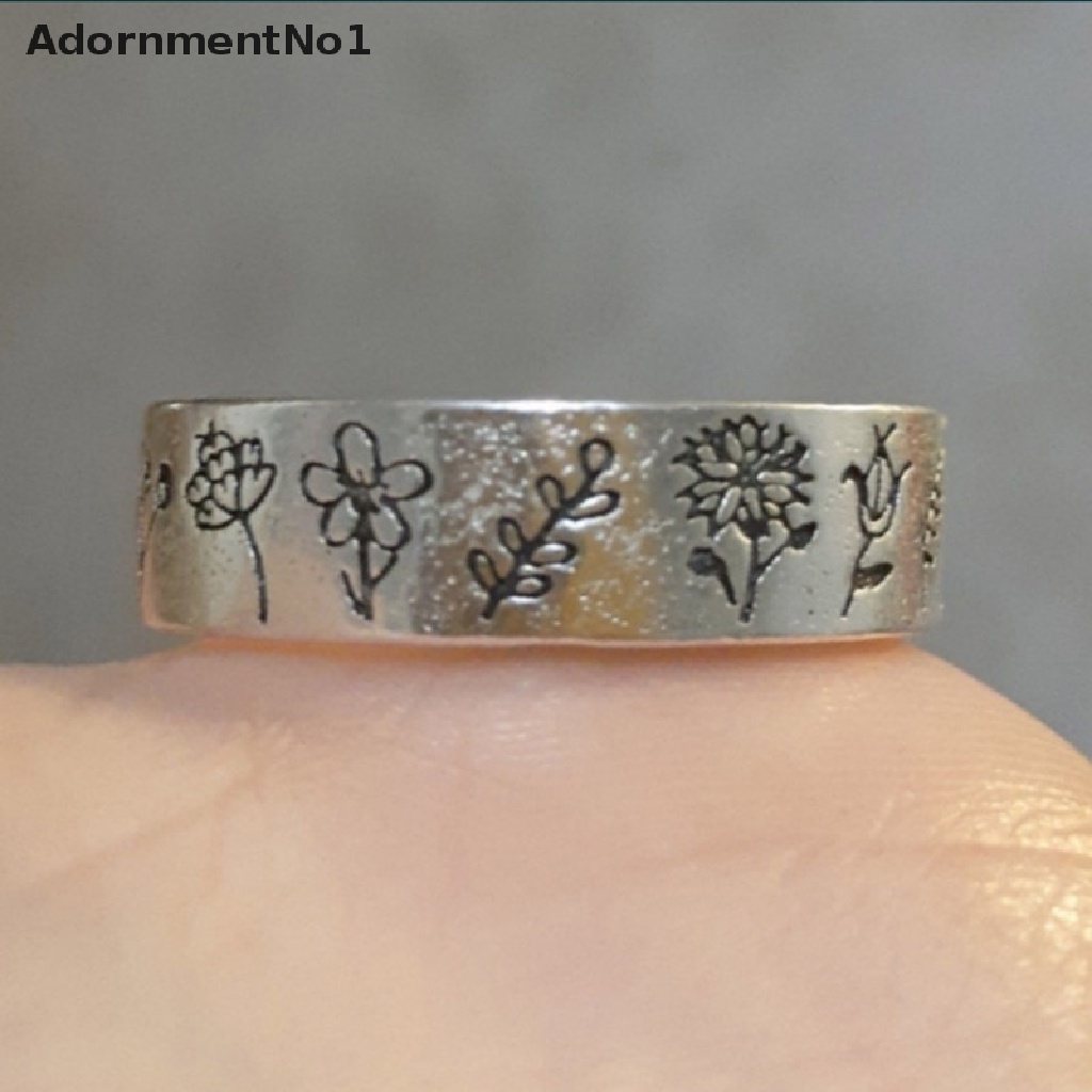 (AdornmentNo1) Cincin Gaya Vintage Bohemia Motif Ukiran Bunga Daisy Untuk Perhiasan Wanita