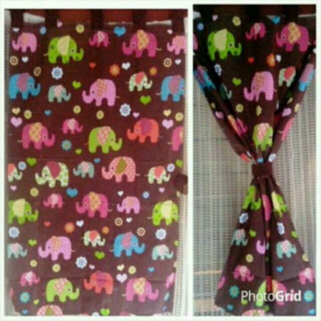 Gorden anak/gorden karakter/gorden dewasa/sprei anak karakter motif gajah coklat