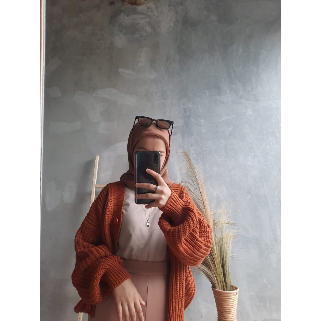 PROMO- Nakara Cardy Bahan Rajut Premium / Cardigan Oversize / Cardi Rajut / Cardigan Crop Wanita-Coral
