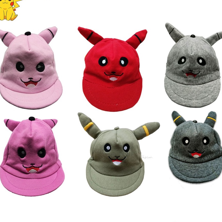 TOPI BAYI / ANAK / BALITA KARAKTER PIKACHU LAKI PEREMPUAN USIA 1-3 TAHUN