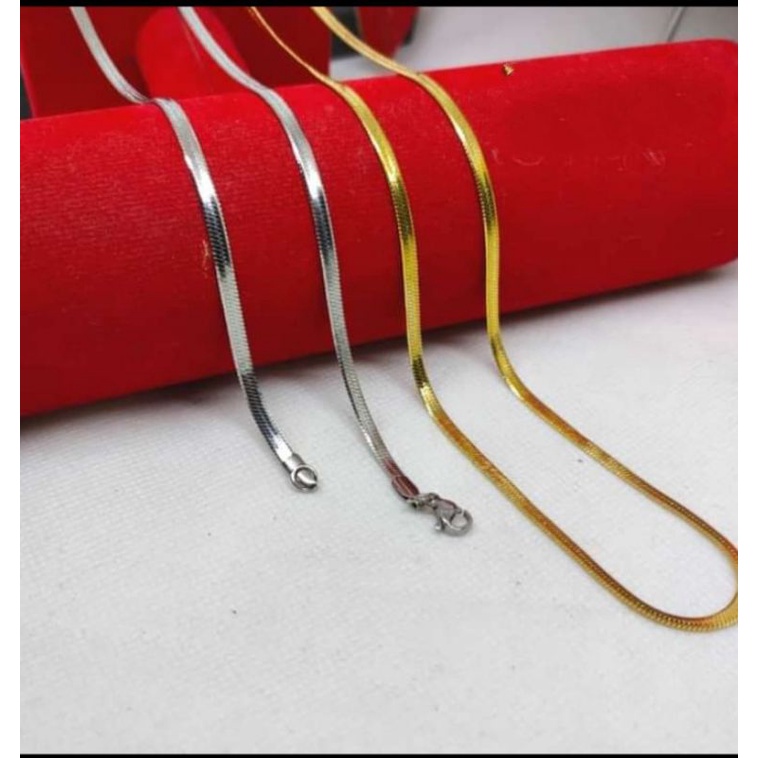 Kalung Titanium Gepeng Pria Wanita Anti Karat