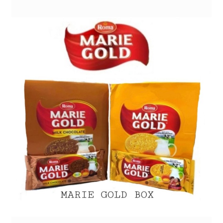 

Roma Marie Gold (Box) 27g / Biskuit Marie Gold Original Coklat / Marie Gold Box Sachet