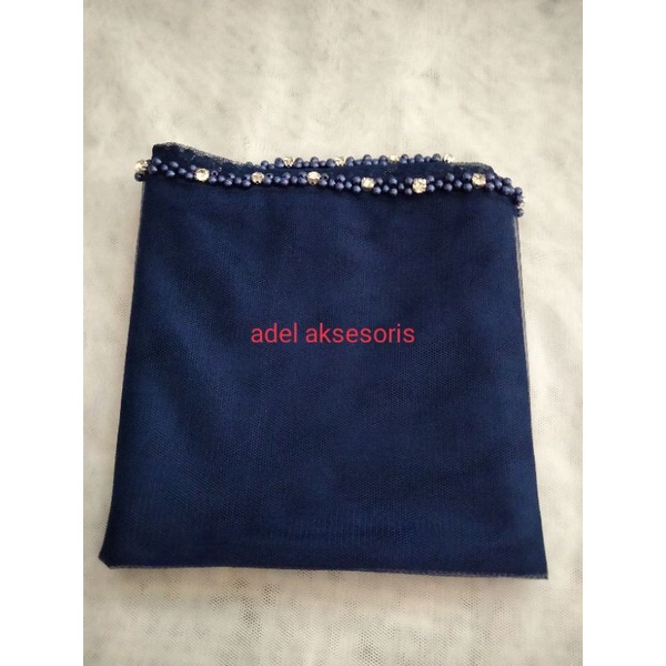 Hijab Peil Mutiara/Daimon cangkang/Jilbab Pengantin/Hijab Pangantin-navy