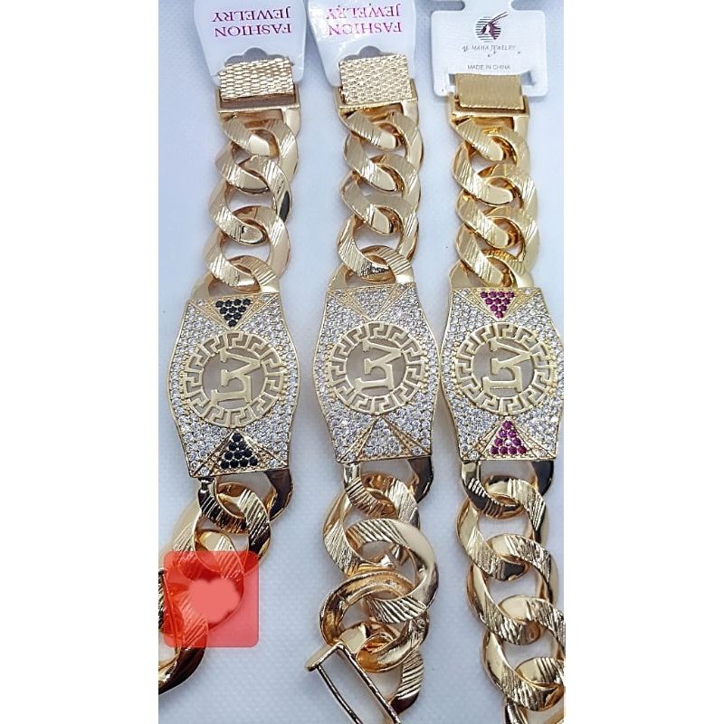 Gelang Xuping Asli Lapis Emas 24k Rantai Plat Super Mewah .