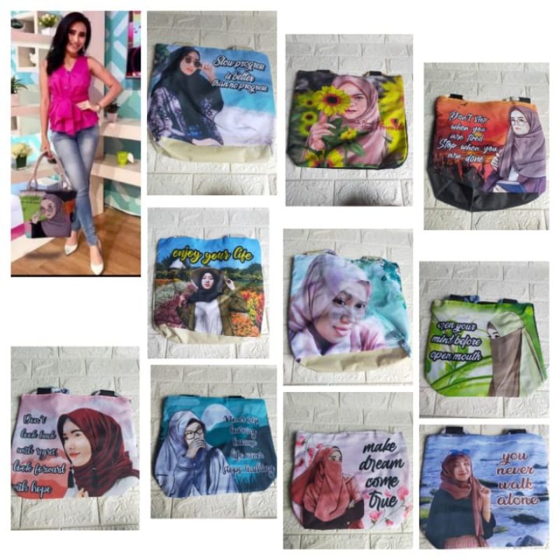 TOTE BAG SUMBU HIJAB TAS BAHU CANVAS HIJABER