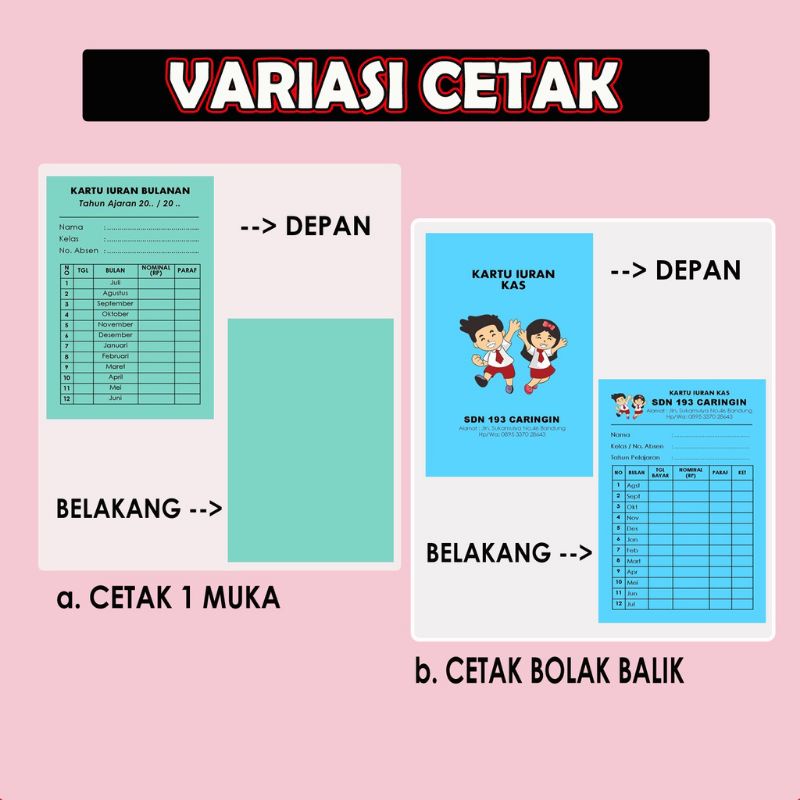 

BEST SELLER KARTU SPP/IURAN RT/IURAN SAMPAH/IURAN AIR/KARTU INFAQ