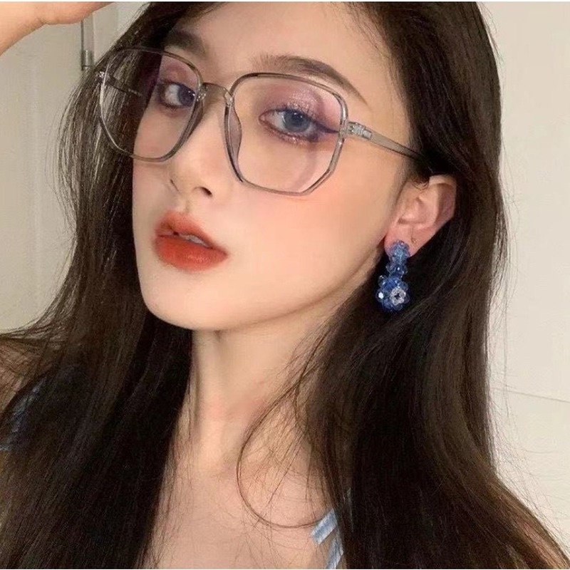 （YUZHU）COD Fashion Korea Kebesaran Anti Cahaya Biru Kacamata Transparan Permen Warna Kaca Komputer Desain Korea Kaca Bingkai Persegi Besar