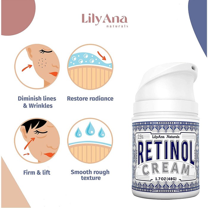 LilyAna Naturals Retinol Cream Moisturizer 1.7 Oz/48g