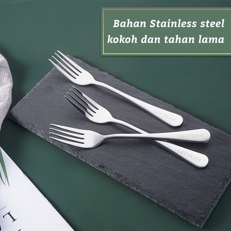 Letyeah &amp; Anantagt sendok garpu set stainless/Set 3 garpu stainless steel/garpu makan/set alat  Garpu makan stainless/stainless steel/Garpu Buah Stainless