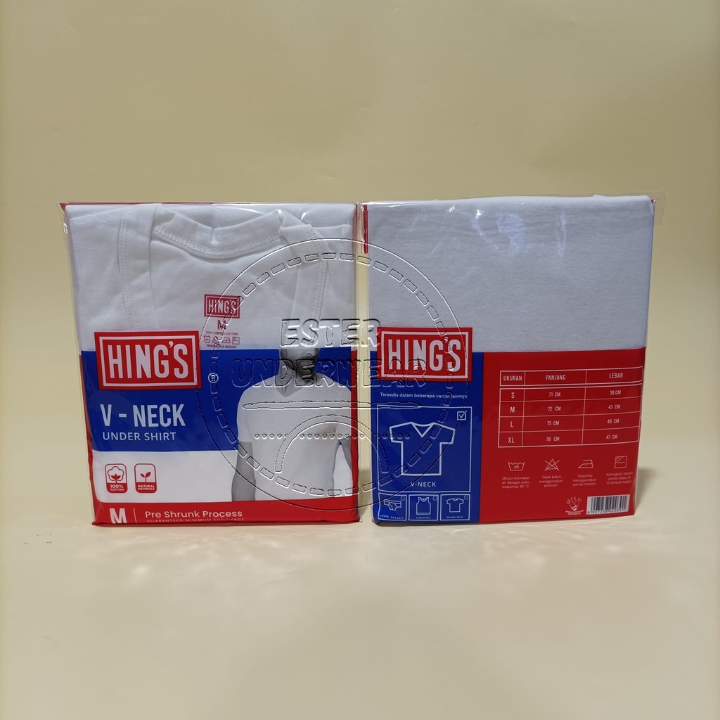 Hings Kaos Oblong Pria V-Neck H 8608 Putih Isi 1Pcs/Pack