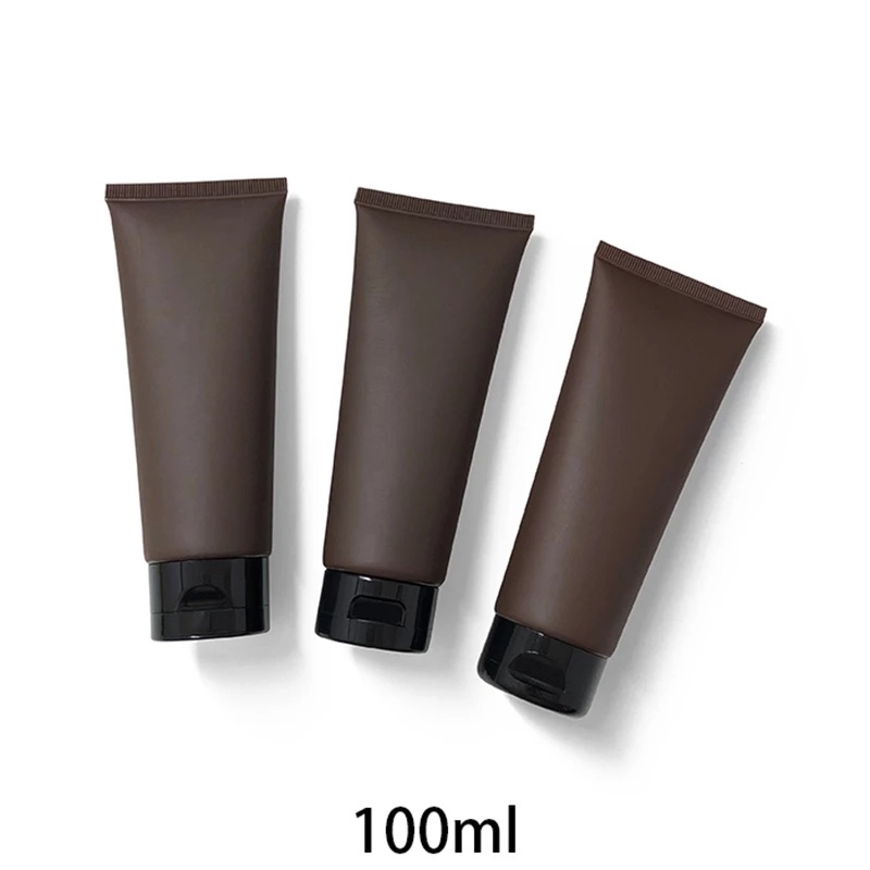 Botol Wadah Kosmetik Kosong Isi Ulang Bahan Plastik Matte Warna Coklat Ukuran 100ml Untuk Travel