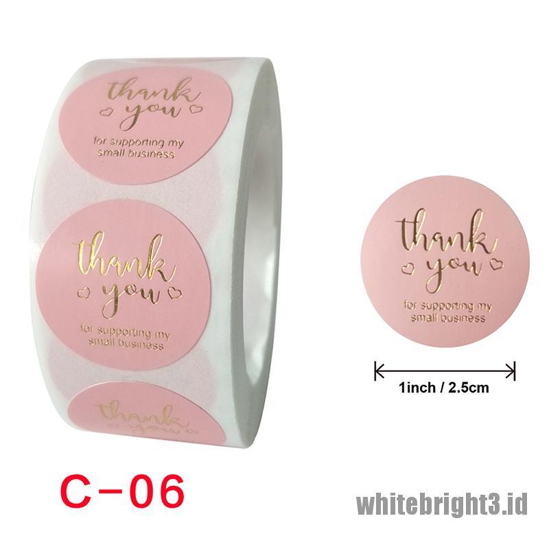 ❤White3 Warna Putih❤ 500pcs Stiker label Segel Tulisan Thank You Warna Pink