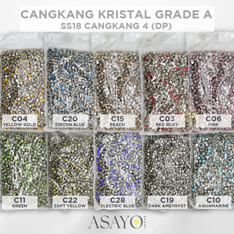 Cangkang Kristal Grade A SS18 DP Crystal Cangkang 4 Banyak Warna Pink Peach  isi 1440pcs/ 10gross/ 1