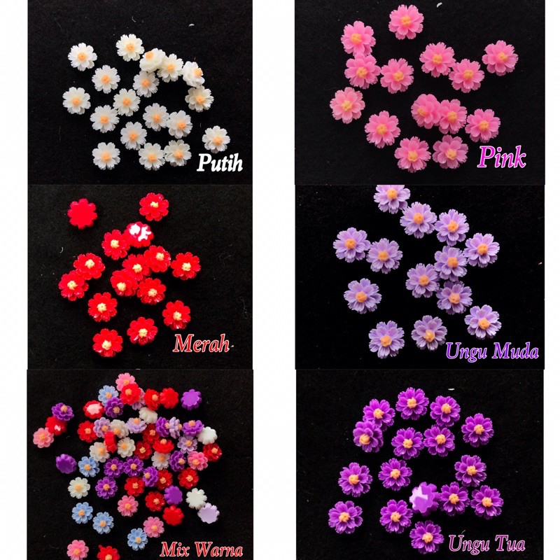 BUNGA SHABBY UKURAN 13mm BAHAN CRAFT BAHAN TASBIH DIGITAL BLING BLING