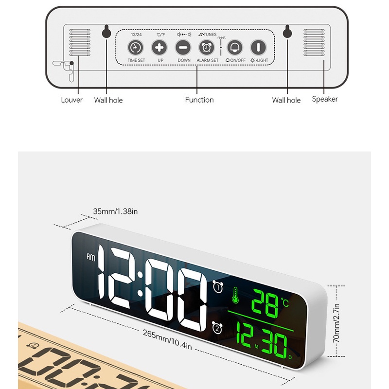 Jam Alarm Digital Dengan Lampu LED Dan Kalender Untuk Dekorasi Natal