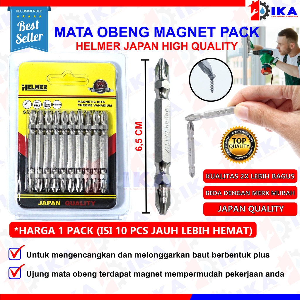 MATA BOR OBENG SET &quot;HELMER&quot; JAPAN QUALITY / GROSIR TIDAK ECER JUAL PER 1 PACK ISI 10 PCS TOP