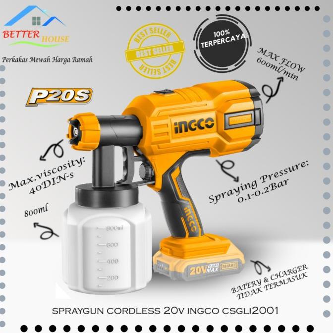 SPRAYGUN SPRAY GUN CORDLESS 20V INGCO CSGLI2001 UNIT ONLY