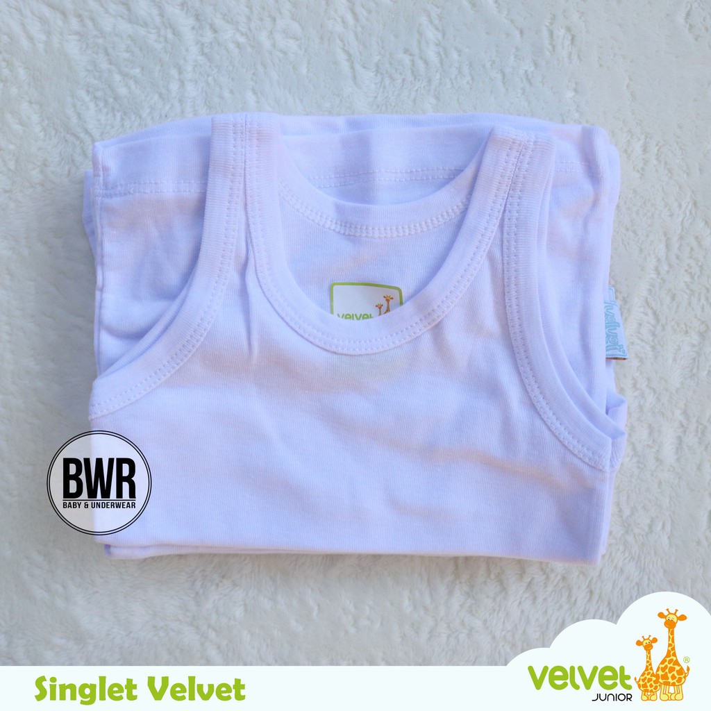 Singlet Velvet Junior PUTIH | Kaos Dalam Baby [ I A5-E5 ] Anak Size NB, XS, S, M, L - Satuan