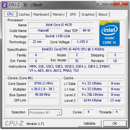 Processor Intel Core i5 4670 Tray Socket 1150