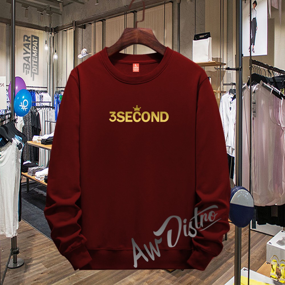 COD Sweater Distro 3Second 033 Gold Premium Quality Sweater Tulisan Jaket Kata-Kata Hoodie Sablon