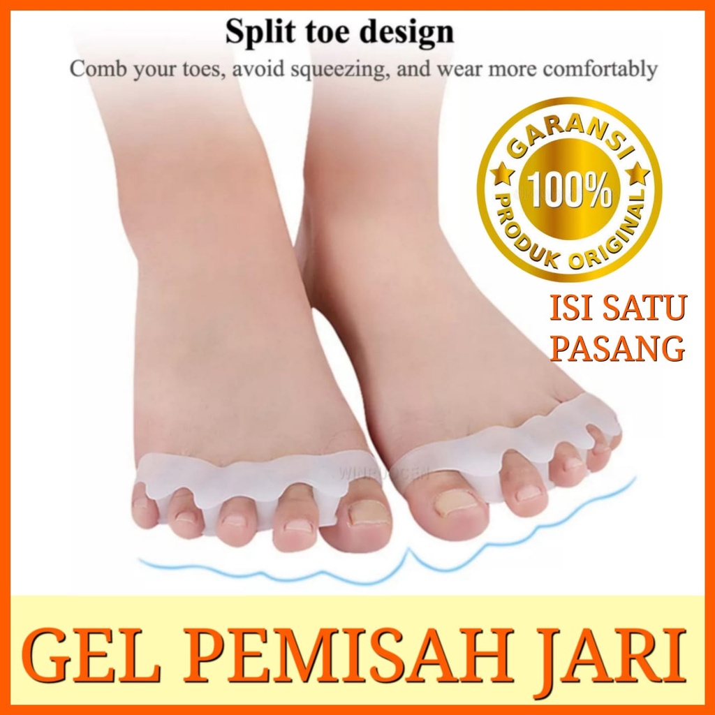 SEPASANG PEMISAH JARI KAKI BAHAN SILICON GEL INSOLE SEPATU WANITA ALAS SEPATU WANITA ANTI BUNION