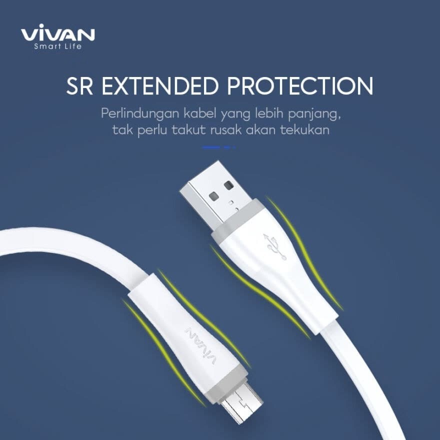 VIVAN Kabel Data SC100S Cable Data USB TYPE-C 1M Fast Charging 2,4A Garansi Original Resmi