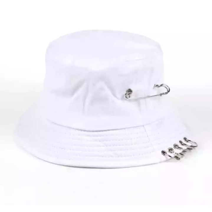 Topi BUCKET hat kpop hitam RING ANTING. PERMIUM