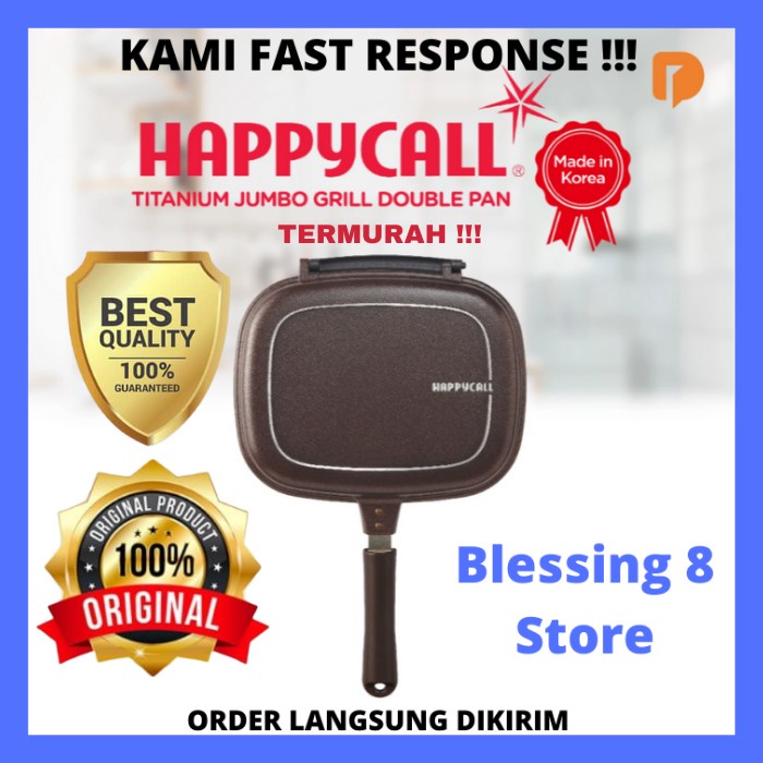 [Angelshop] HAPPY CALL TITANIUM JUMBO GRILL DOUBLE PAN Wajan HappyCall Besar ASLI - Cokelat Diskon
