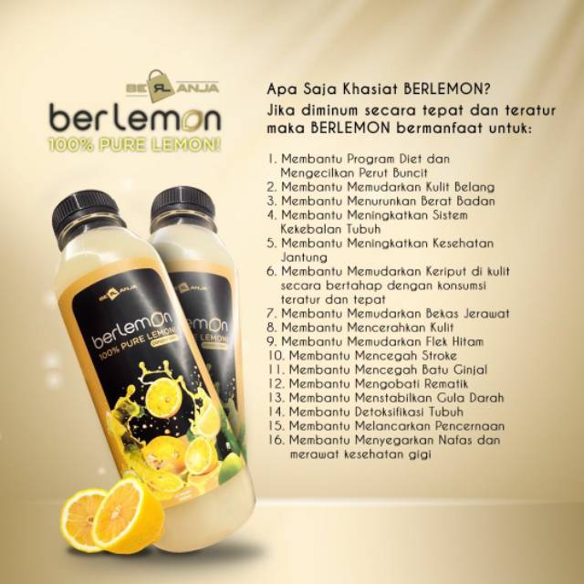 

Berlemon/500ml/Minuman Lemon/Sari Lemon/Lemon 100%