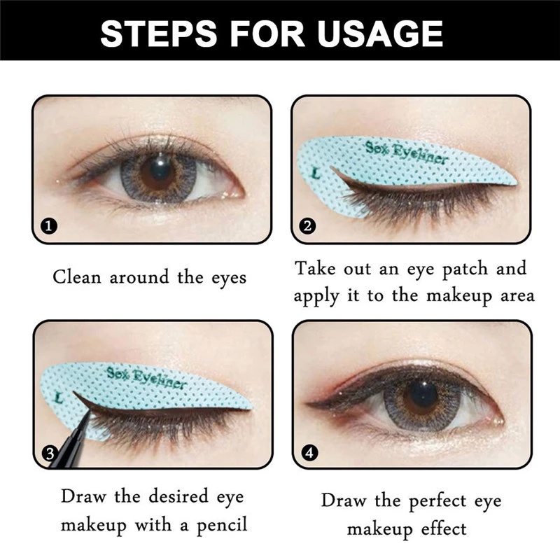 [4Pcs/ Pack Non-woven Eyeliner Template Stickers] [ Eyeliner Stencils Drawing Card] [ Eyeliner Defining Makeup Tools]