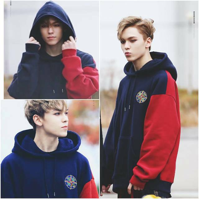 Hoodie KPOP Korea Seventeen Vernon Navi Maroon